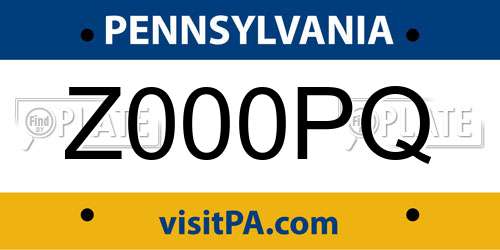 Z000PQ Pennsylvania License Plate