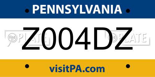 Z004DZ Pennsylvania License Plate