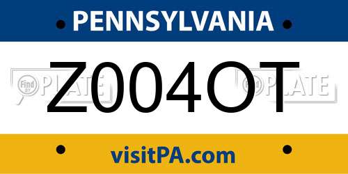 Z004OT Pennsylvania License Plate