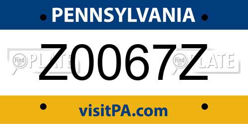 Z0067Z Pennsylvania License Plate