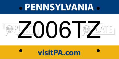Z006TZ Pennsylvania License Plate