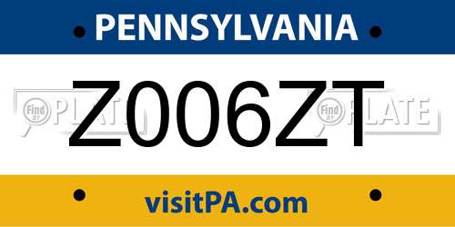 Z006ZT Pennsylvania License Plate