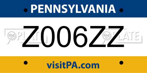 Z006ZZ Pennsylvania License Plate
