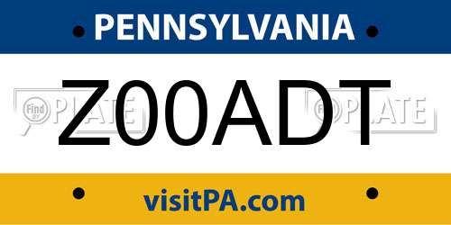 Z00ADT Pennsylvania License Plate