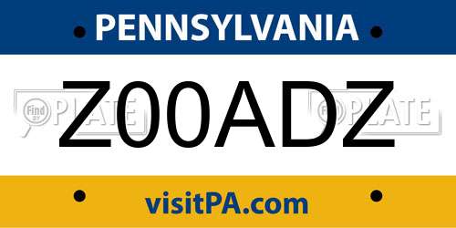 Z00ADZ Pennsylvania License Plate