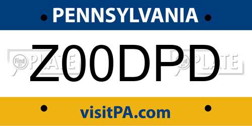 Z00DPD Pennsylvania License Plate