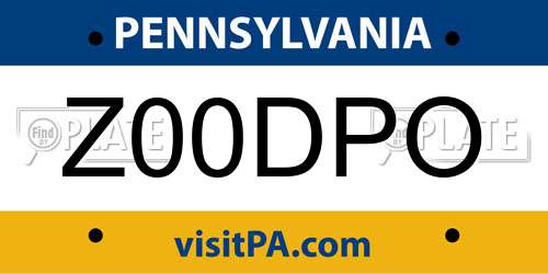Z00DPO Pennsylvania License Plate