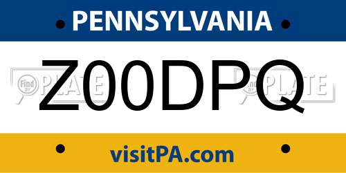 Z00DPQ Pennsylvania License Plate