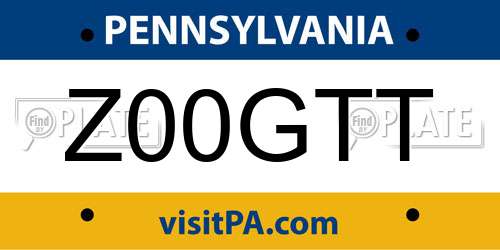 Z00GTT Pennsylvania License Plate