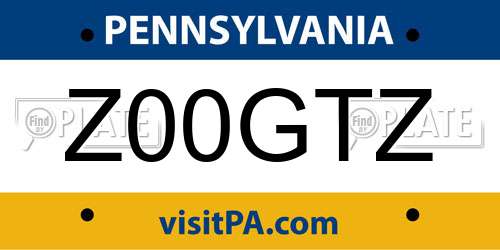 Z00GTZ Pennsylvania License Plate