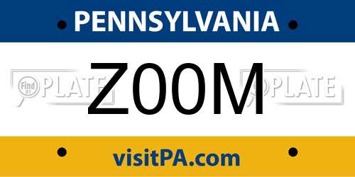 Z00M Pennsylvania License Plate