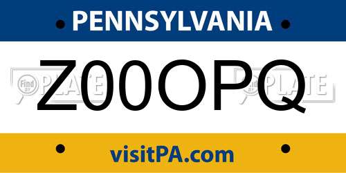 Z00OPQ Pennsylvania License Plate