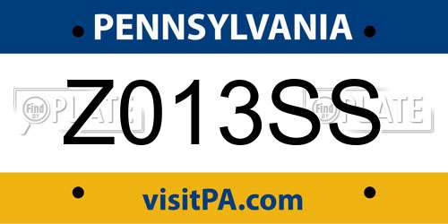 Z013SS Pennsylvania License Plate