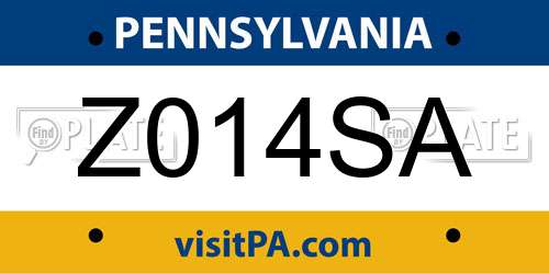 Z014SA Pennsylvania License Plate