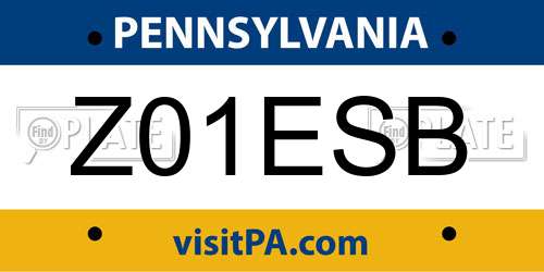 Z01ESB Pennsylvania License Plate