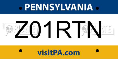 Z01RTN Pennsylvania License Plate