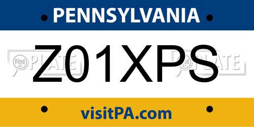 Z01XPS Pennsylvania License Plate