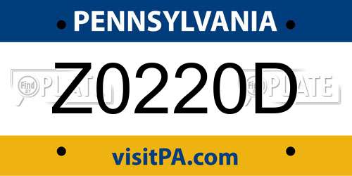 Z0220D Pennsylvania License Plate