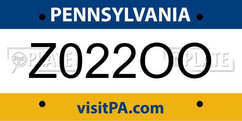 Z022OO Pennsylvania License Plate