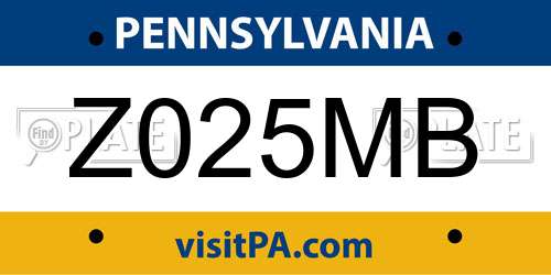Z025MB Pennsylvania License Plate