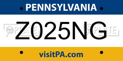 Z025NG Pennsylvania License Plate