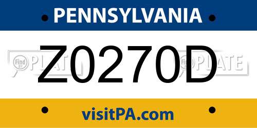 Z0270D Pennsylvania License Plate