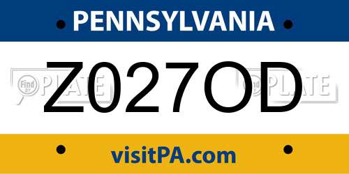 Z027OD Pennsylvania License Plate