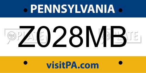Z028MB Pennsylvania License Plate