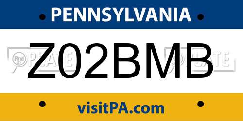 Z02BMB Pennsylvania License Plate