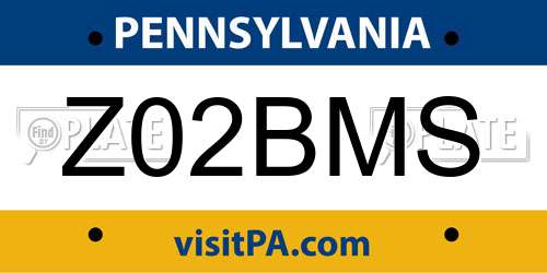 Z02BMS Pennsylvania License Plate