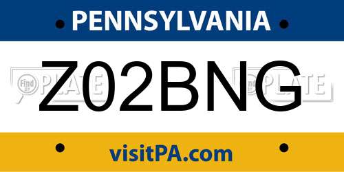 Z02BNG Pennsylvania License Plate