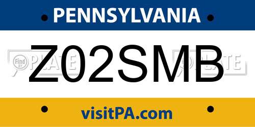 Z02SMB Pennsylvania License Plate