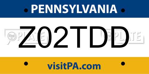 Z02TDD Pennsylvania License Plate