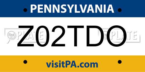 Z02TDO Pennsylvania License Plate