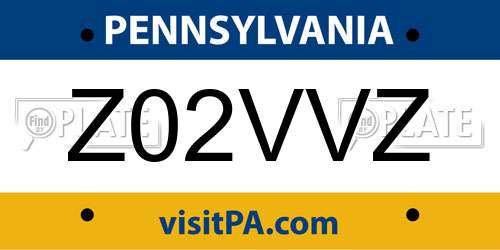 Z02VVZ Pennsylvania License Plate