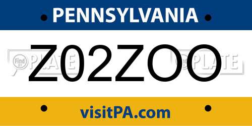 Z02ZOO Pennsylvania License Plate