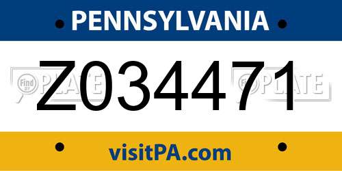 Z034471 Pennsylvania License Plate