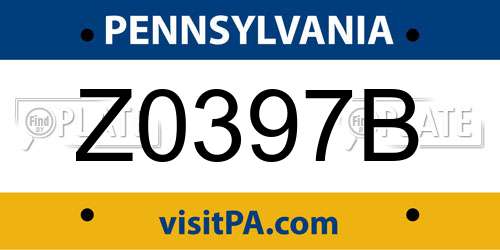 Z0397B Pennsylvania License Plate
