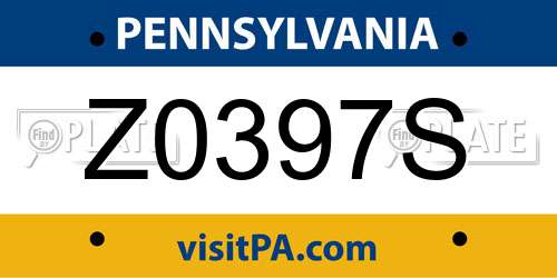 Z0397S Pennsylvania License Plate