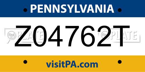 Z04762T Pennsylvania License Plate
