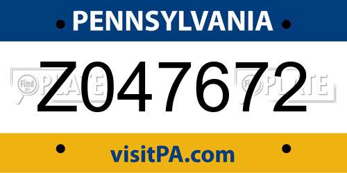 Z047672 Pennsylvania License Plate