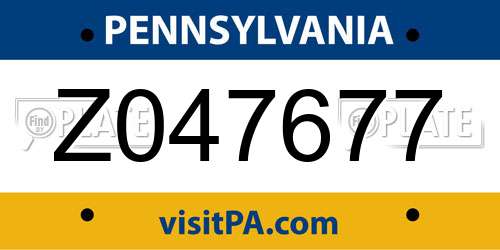 Z047677 Pennsylvania License Plate