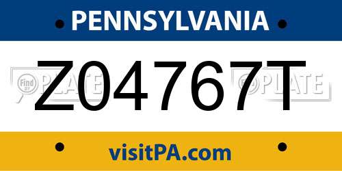 Z04767T Pennsylvania License Plate