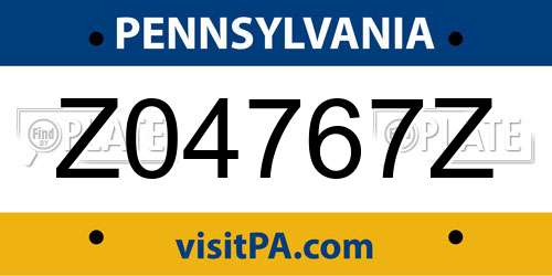 Z04767Z Pennsylvania License Plate