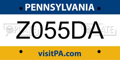 Z055DA Pennsylvania License Plate