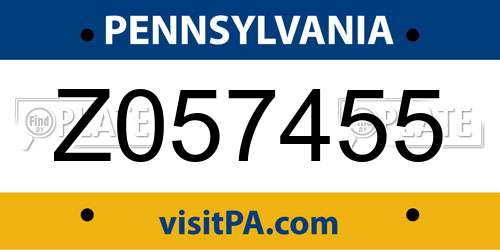 Z057455 Pennsylvania License Plate