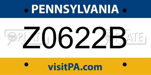 Z0622B Pennsylvania License Plate