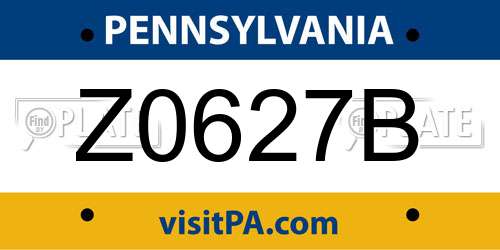 Z0627B Pennsylvania License Plate