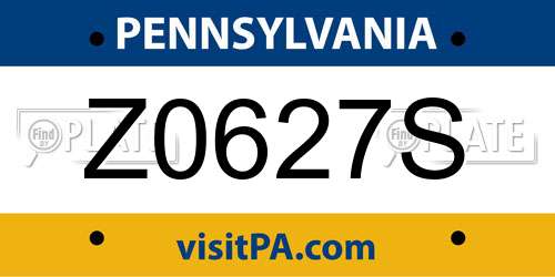 Z0627S Pennsylvania License Plate