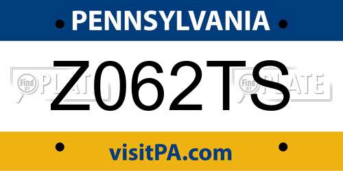 Z062TS Pennsylvania License Plate